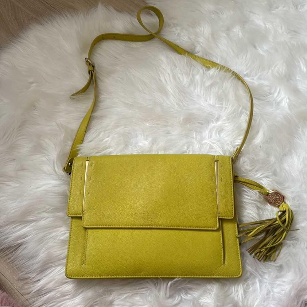Vince Camuto neon green, leather crossbody bag